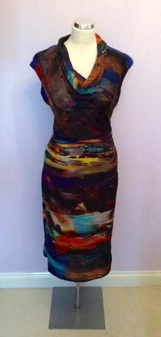 Ted Baker Multi Coloured Print Dress Size 2 UK 12 - Whispers Dress Agency - Sold - 1