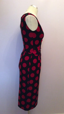 PHASE EIGHT BLACK & RED SPOT PENCIL DRESS SIZE 8 - Whispers Dress Agency - Womens Dresses - 2