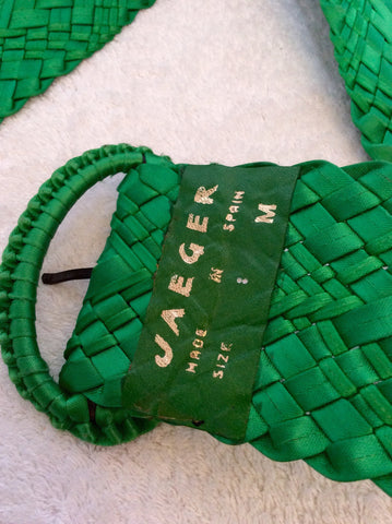 Vintage Jaeger Green Satin Plaited 3 Inch Belt Size M - Whispers Dress Agency - Vintage Accessories - 3