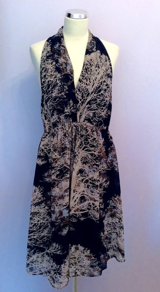 Per Una Navy Blue & Beige Print Dress Size 18 - Whispers Dress Agency - Sold - 1
