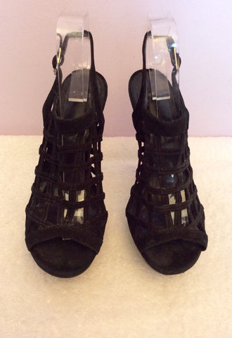 Carvela Black Suede Strappy Peeptoe Slingback Heels Size 5/38 - Whispers Dress Agency - Womens Heels - 2