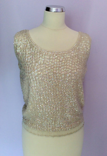 Vintage Ivory Lambswool Beaded & Sequinned Top Approx 8/10 - Whispers Dress Agency - Sold - 1