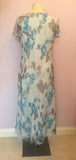 COUNTRY CASUALS LIGHT BLUE FLORAL PRINT SILK DRESS & JACKET SIZE 16 - Whispers Dress Agency - Sold - 8