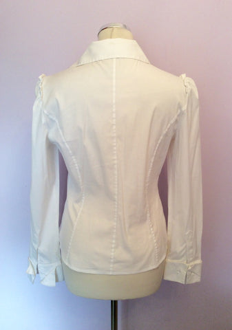 Karen Millen White V Neck Ruched Long Sleeve Shirt Size 14 - Whispers Dress Agency - Sold - 3