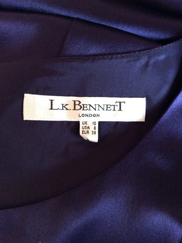 Brand New LK Bennett Dark Purple Silk Shift Dress Size 10 - Whispers Dress Agency - Womens Dresses - 4