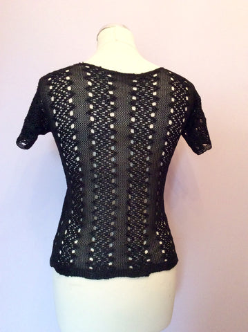Vintage Black Crocheted Fine Knit Top Size S - Whispers Dress Agency - Womens Vintage - 2