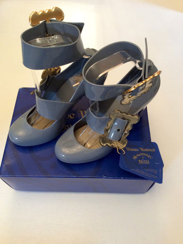 BRAND NEW VIVIENNE WESTWOOD ANGLOMANIA GREY 2 BUCKLE STRAP TEMPTATION HEELS SIZE 6/39 - Whispers Dress Agency - Sold - 3