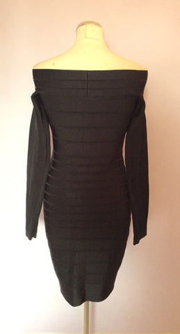 French Connection Black Stretch Bodycon Dress Size 12 - Whispers Dress Agency - Sold - 3