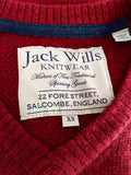JACK WILLS DARK RED MERINO WOOL & COTTON V NECK JUMPER SIZE XS - Whispers Dress Agency - Mens Knitwear - 3