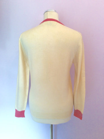 Vintage Pringle Ivory & Pink Flower Lambswool Jumper Size 34" UK S/M - Whispers Dress Agency - Sold - 2