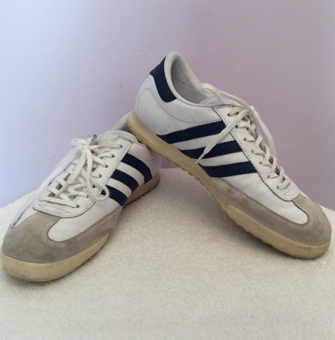 Adidas Beckenbauer Blue & White Leather Trainer Size 9/43.5 - Whispers Dress Agency - Sold - 1