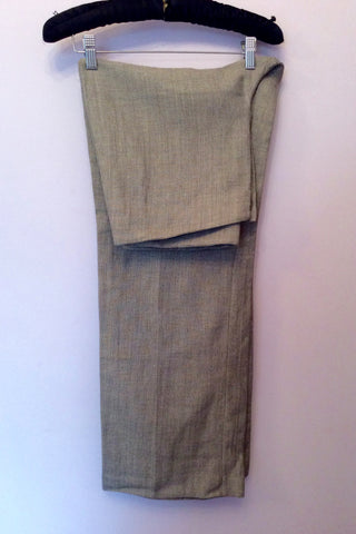 Crea Concept Dark Beige Marl Linen & Wool Trousers Size 44 UK 16 - Whispers Dress Agency - Womens Trousers - 1