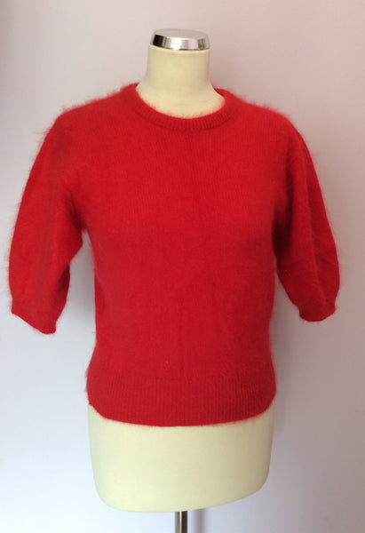 Vintage Jaeger Red Angora & Wool Bend Short Sleeve Jumper Size 36" UK S/M - Whispers Dress Agency - Womens Vintage - 1