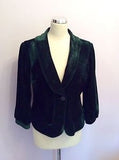 Cream Of Denmark Dark Green Velvet Jacket Size 40 UK 10 - Whispers Dress Agency - Sold - 1