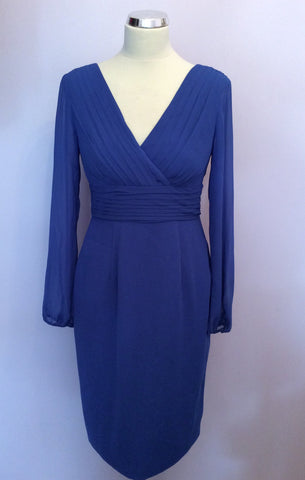 GINA BACCONI BLUE LONG SLEEVE DRESS SIZE 10 - Whispers Dress Agency - Womens Dresses - 1