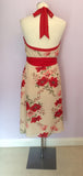 COAST CREAM WITH RED & GREEN FLORAL PRINT SILK DRESS & BAG SIZE 10 - Whispers Dress Agency - Womens Dresses - 4