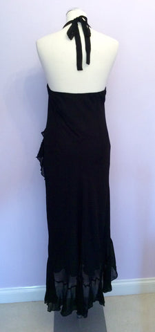 Coast Black Halterneck Frill Trim Dress Size 16 - Whispers Dress Agency - Sold - 4