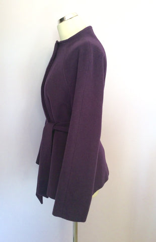 Jaeger Purple Wool Belted Jacket Size 14 - Whispers Dress Agency - Sold - 2