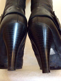 Moda In Pelle Black Buckle Trim Leather Boots Size 6/39 - Whispers Dress Agency - Womens Boots - 5