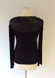 MARELLA BLACK SEQUINNED LONG SLEEVE TOP SIZE L - Whispers Dress Agency - Womens Tops - 3