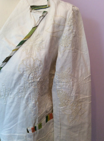 Desigual White Cotton & Linen Jacket Size 44 UK 12 - Whispers Dress Agency - Sold - 2