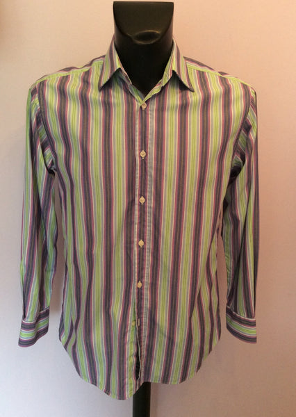 Paul Smith Green, Pinks & White Stripe Cotton Shirt Size 15" - Whispers Dress Agency - Mens Formal Shirts - 1