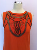 Brand New Marks & Spencer Orange Beaded Long Stretch Jersey Dress Size 12 - Whispers Dress Agency - Womens Dresses - 2