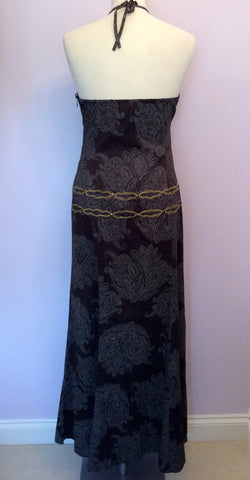 Marks & Spencer Dark Grey Print Maxi Dress Size 8 - Whispers Dress Agency - Sold - 3