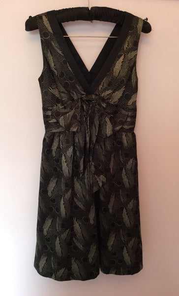 Ted Baker Black & White Print Silk Dress Size  0 UK 6 - Whispers Dress Agency - Womens Dresses - 1