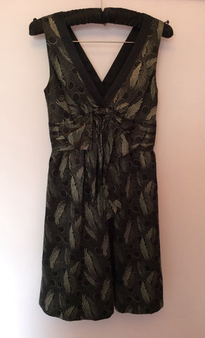Ted Baker Black & White Print Silk Dress Size  0 UK 6 - Whispers Dress Agency - Womens Dresses - 1