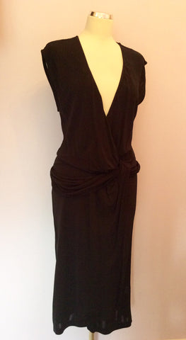 French Connection Black V Neck Wrap Style Dress Size 14 - Whispers Dress Agency - Sold - 1