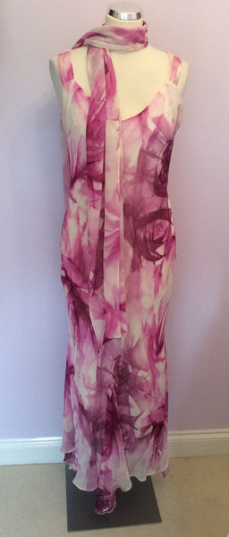 M & CO PINK PRINT LONG DRESS & MATCHING WRAP SIZE 12 - Whispers Dress Agency - Womens Dresses - 1