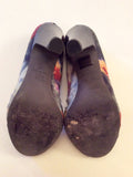 NICOLE FARHI MULTI COLOURED SILK PRINT HEELS SIZE 4/37 - Whispers Dress Agency - Womens Heels - 3
