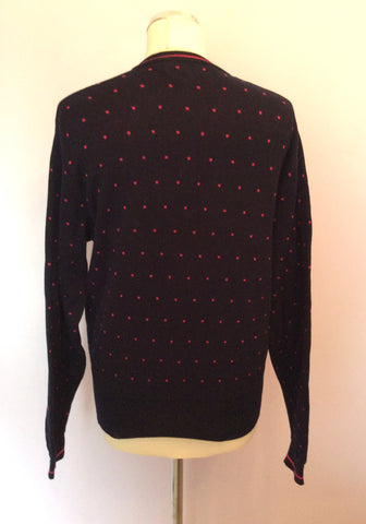 Vintage Jaeger Dark Blue & Pink Spot Cotton Cardigan Size 36" UK M - Whispers Dress Agency - Sold - 2