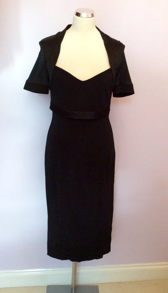 Karen Millen Black Bolero Top Pencil Dress Size 12 - Whispers Dress Agency - Womens Dresses - 1