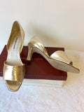 ROBERTO VIANNI GOLD PEEPTOE HEELS SIZE 7/40 - Whispers Dress Agency - Womens Heels - 2