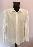 Duchamp White Floral Design Linen & Cotton Shirt Size 17" - Whispers Dress Agency - Mens Formal Shirts - 1