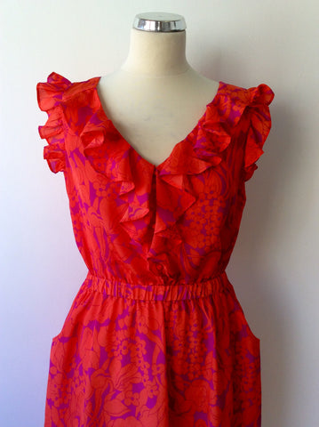 MONSOON ORANGE & PINK FLORAL PRINT DRESS SIZE 10 - Whispers Dress Agency - Sold - 2
