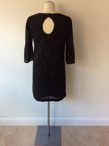 FRENCH CONNECTION BLACK & SILVER EMBROIDERED DRESS SIZE 8 - Whispers Dress Agency - Womens Dresses - 6