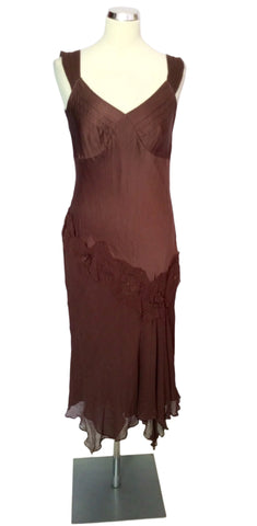 Monsoon Brown Silk Dress Size 10 - Whispers Dress Agency - Womens Dresses - 1