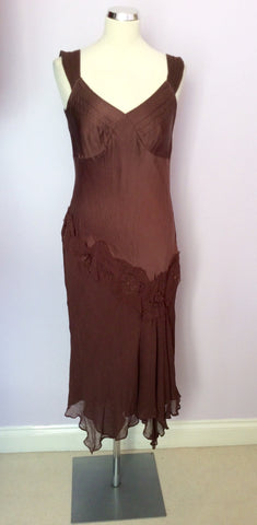 Monsoon Brown Silk Dress Size 10 - Whispers Dress Agency - Womens Dresses - 1