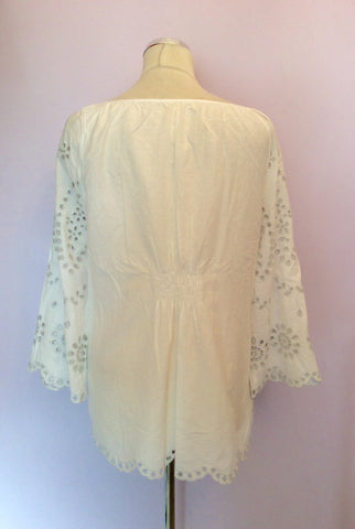 MINT VELVET WHITE & SILVER EMBROIDERED COTTON TOP SIZE 16 - Whispers Dress Agency - Womens Tops - 2
