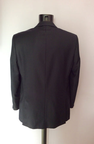 Racing Green Navy Blue Pinstripe Wool Suit Size 40L/ 34L - Whispers Dress Agency - Mens Suits & Tailoring - 3