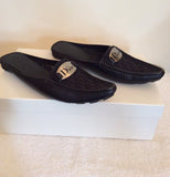 Christian Dior Black Leather & Canvas Slip On Mules Size 4/37 - Whispers Dress Agency - Sold - 3