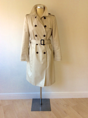 JAEGER NATURAL/ BEIGE CLASSIC BELTED MAC TRENCH COAT SIZE 12 - Whispers Dress Agency - Sold - 1