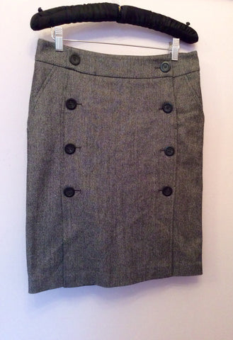 Reiss Izzie Dark Grey Fleck Wool Pencil Skirt Size 12 - Whispers Dress Agency - Womens Skirts - 1