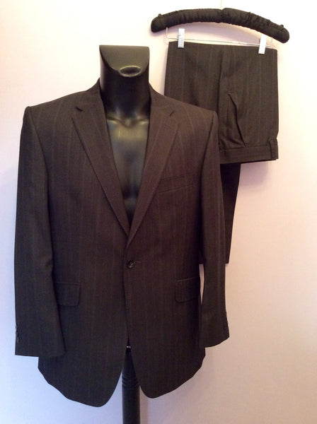 Studio By Jeff Banks Dark Charcoal Grey Pinstripe Wool Suit Size 40/34 Short - Whispers Dress Agency - Mens Suits & Tailoring - 1