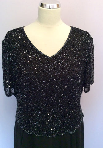 Debut Black Beaded & Sequinned Top Evening Dress Size 20 - Whispers Dress Agency - Sold - 2