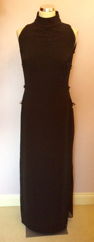 Sara Bernshaw Black Sheer Side With Diamanté Strap Evening Dress Size 14 - Whispers Dress Agency - Womens Dresses - 2