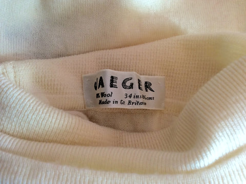 Vintage Jaeger Cream Poloneck Wool Jumper Size 34" UK S/M - Whispers Dress Agency - Womens Vintage - 2